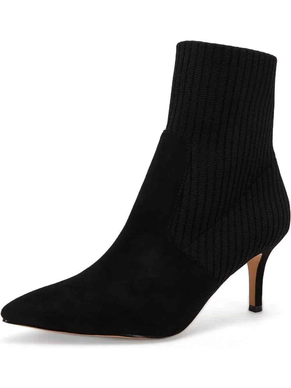 Chic Pointed Toe Ankle Boots | Stiletto Kitten Heel | Knit Faux Suede Winter